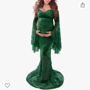 Saslax Off Shoulder Lace Maternity Gown for photoshoot